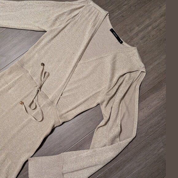 Vertigo, Surplice Neck Cold Shoulder Hi Lo Hem Dress, Gold Metallic, Sz M - Picture 5 of 14